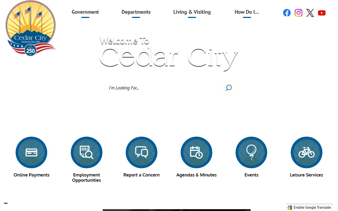 Cedar City website for residents directory records search