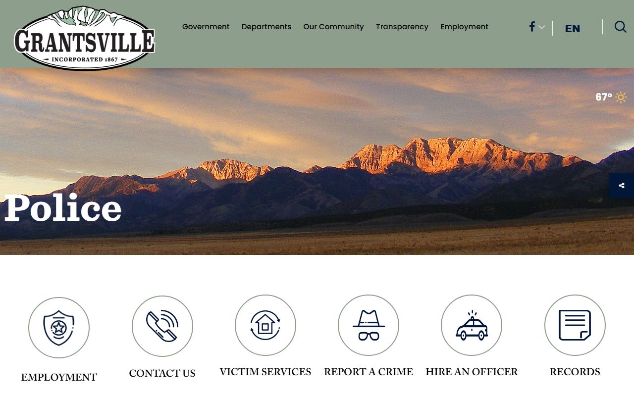 Grantsville Police Department page for Grantsville residents directory