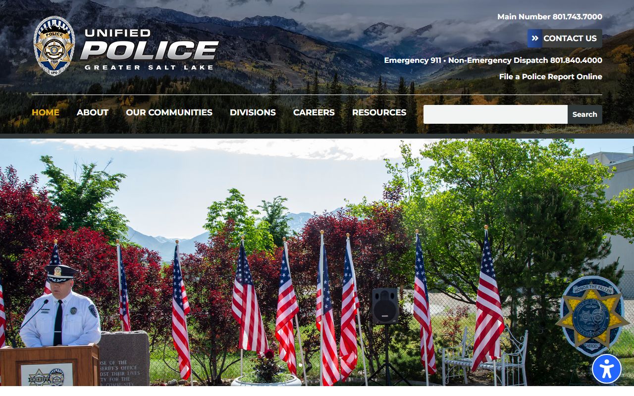 Unified Police Department website serving Holladay for the Holladay residents directory