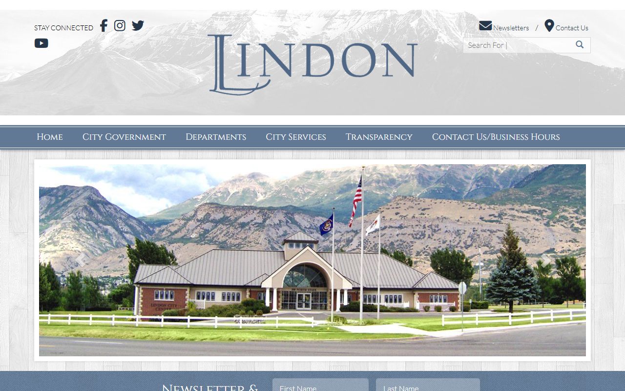 Lindon city website homepage for the Lindon residents directory