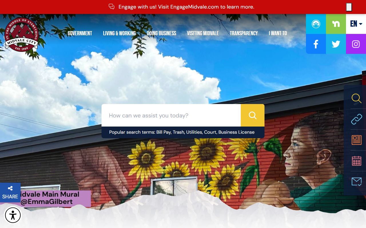Midvale city website for the Midvale residents directory