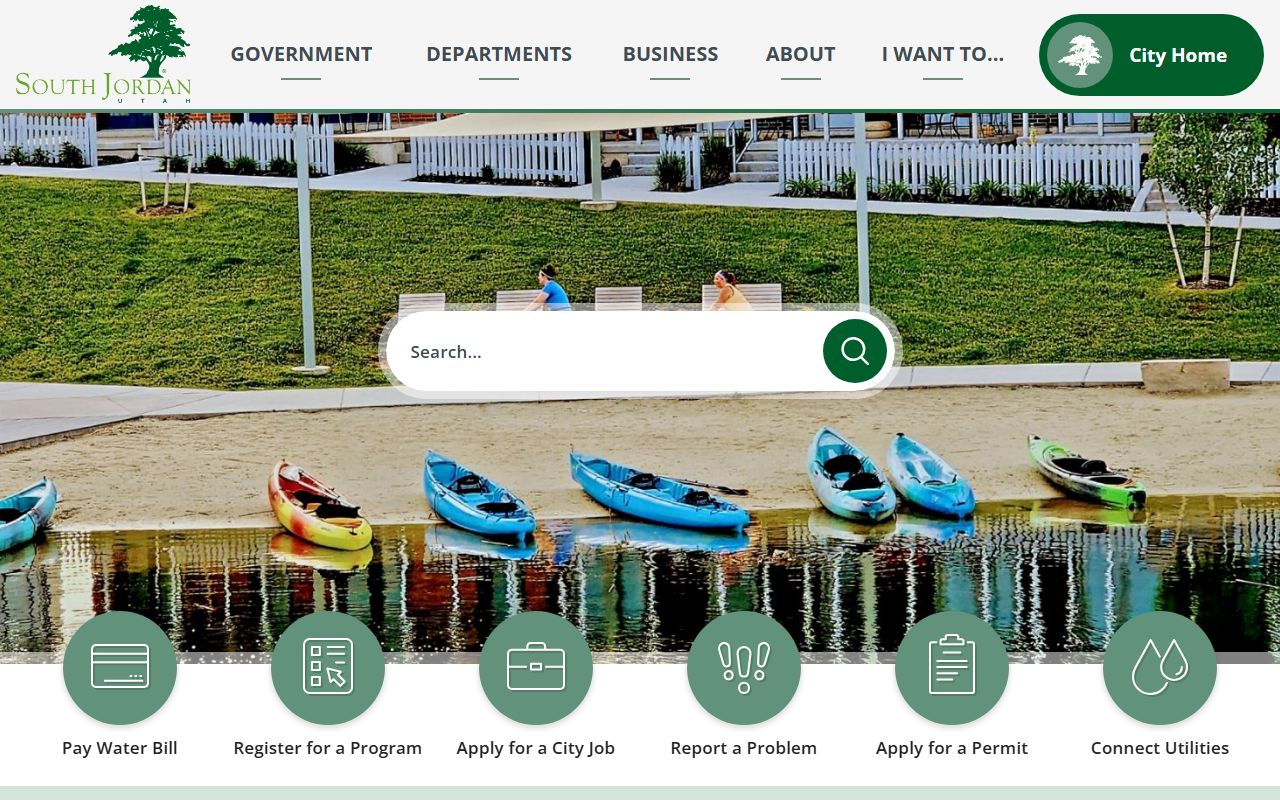 South Jordan city website showing public services for the South Jordan residents directory