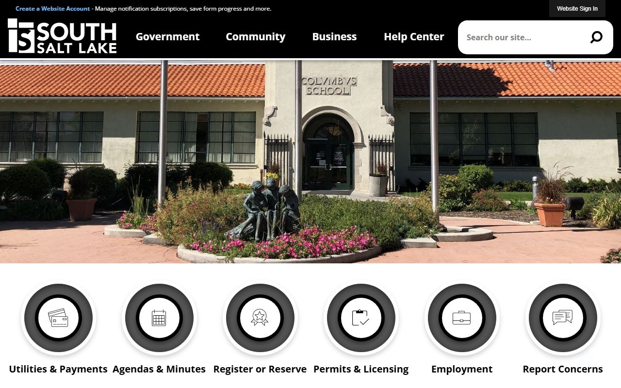 South Salt Lake city website for the South Salt Lake residents directory