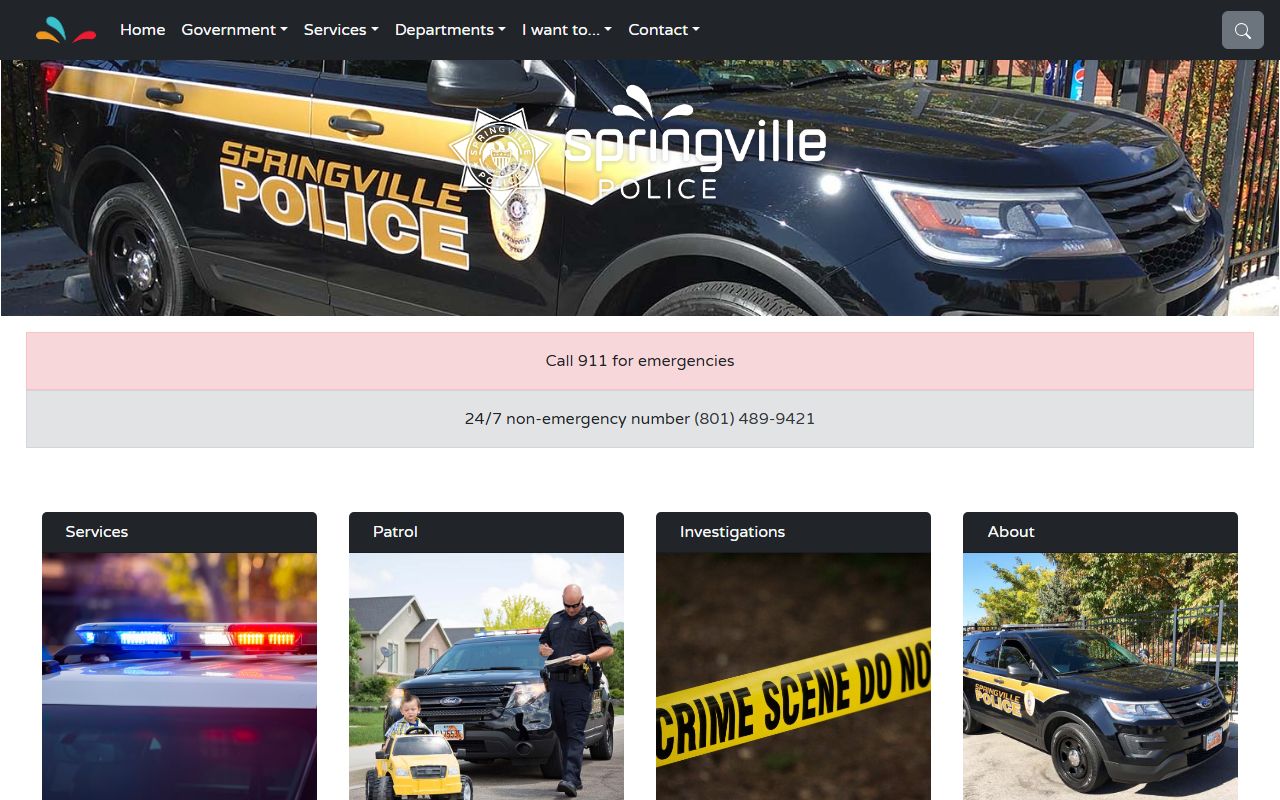 Springville Police Department website for Springville residents directory