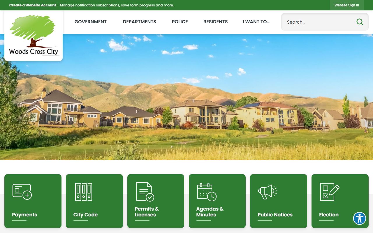 Woods Cross city website for the Woods Cross residents directory