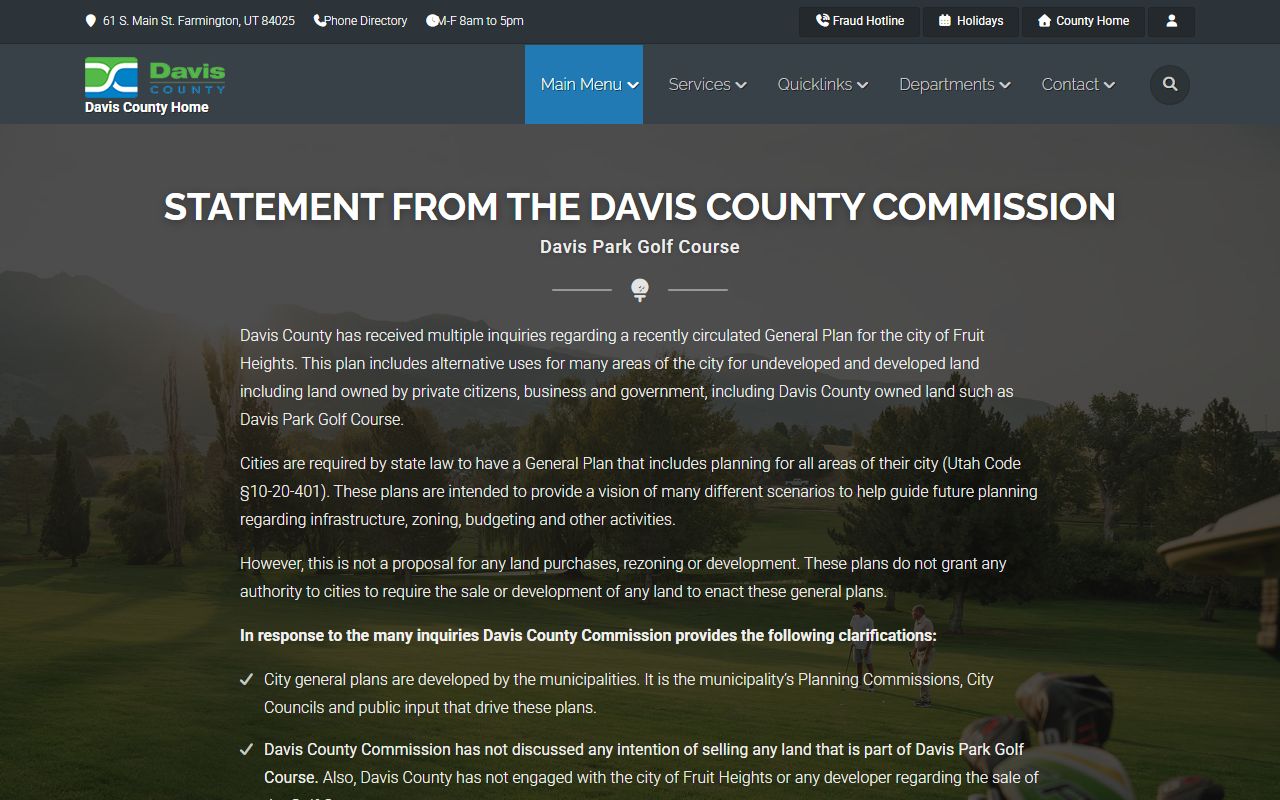 Davis County website portal for residents directory record access