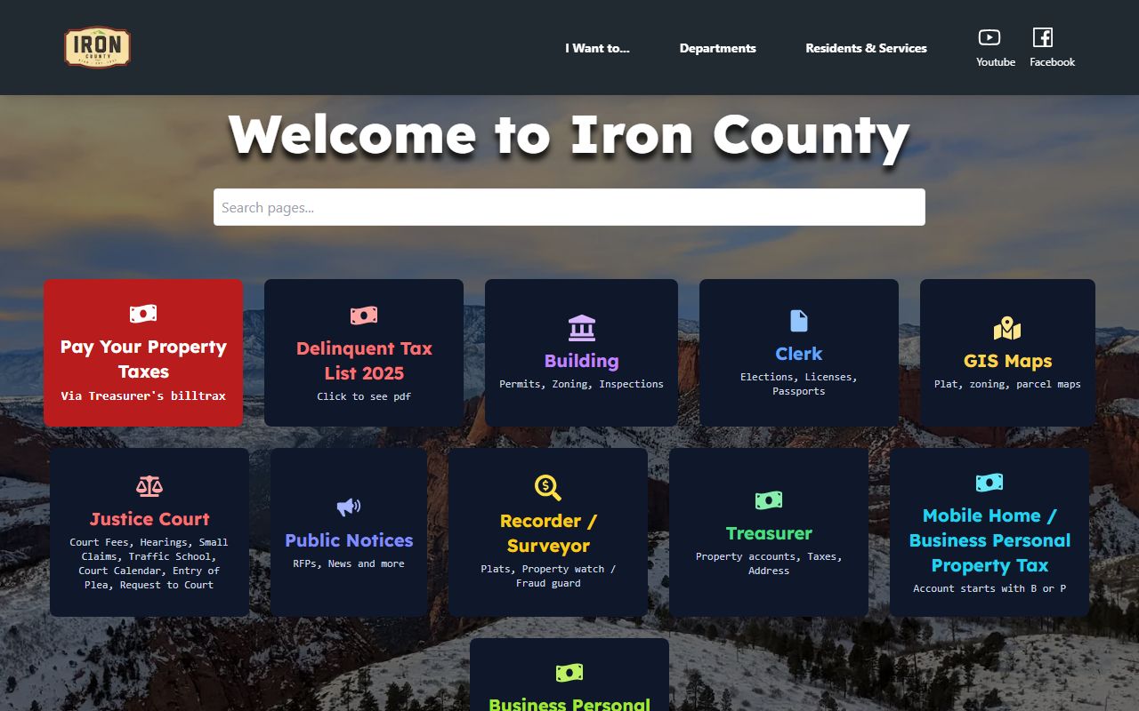 Iron County Sheriff website page for residents directory records