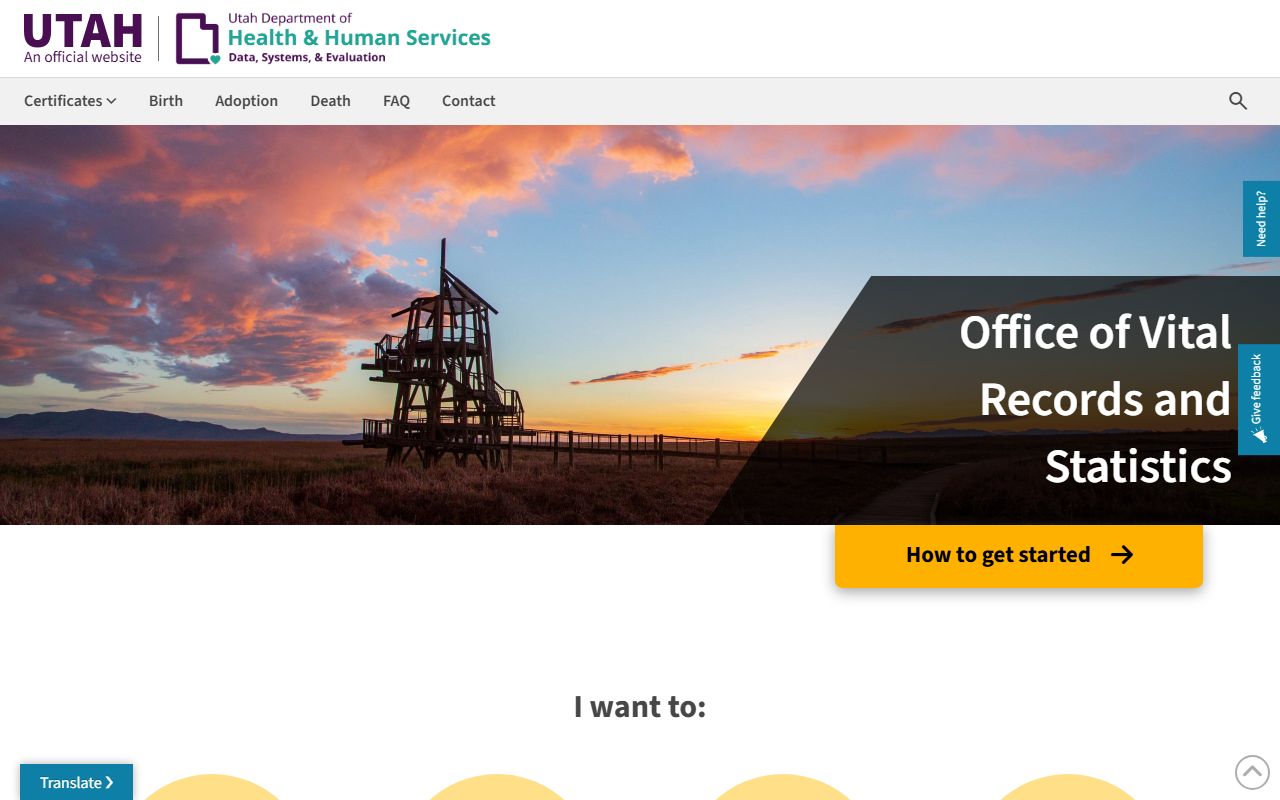 Utah Office of Vital Records for residents directory vital record searches